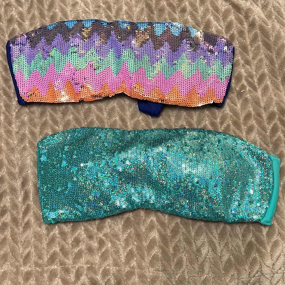 Gorgeous Sequenced Bandeau tops, tie in the back.